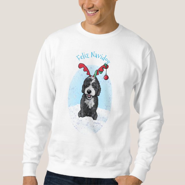 Bernadoodle Reindeer Christmas Sweatshirt (Front)