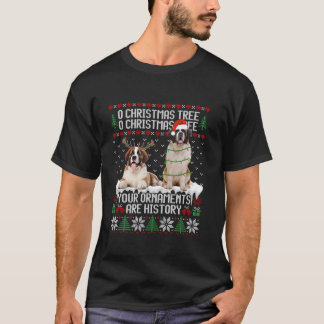 Bernard Dog Christmas Tree Lights Puppy Dog Lover T-Shirt