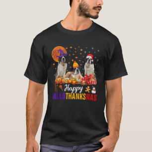 Bernard Dog Puppy Hallothanksmas Halloween Thanksg T-Shirt