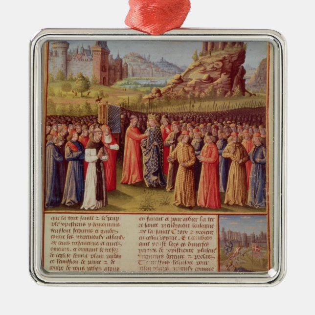 Bernard  of Clairvaux preaching Second Crusade Metal Tree Decoration (Front)