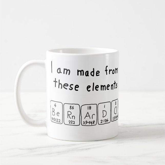 Bernardo periodic table name mug (Left)
