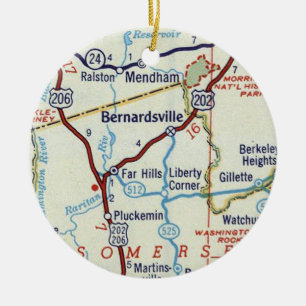 Bernardsville NJ Map Ceramic Tree Decoration