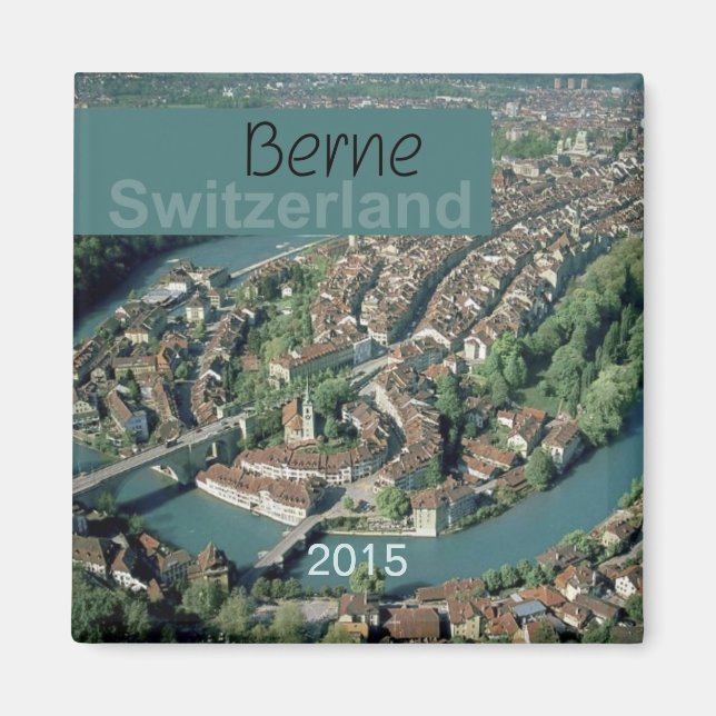 Berne Switzerland Fridge Magnet Change Year (Front)