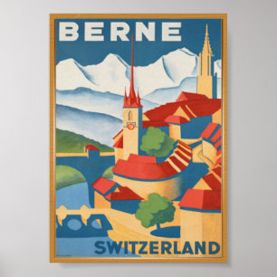 BERNE Switzerland Vintage Travel Poster