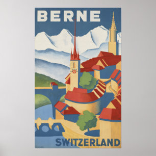 Berne Switzerland Vintage Travel Poster