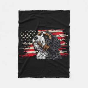 Bernedoodle American Flag Dog Lover 4th Of July  Fleece Blanket