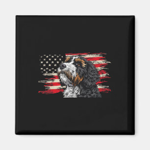 Bernedoodle American Flag Dog Lover 4th Of July Magnet