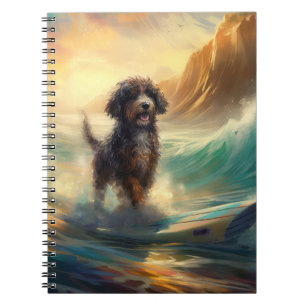 Bernedoodle Beach Surfing Painting  Notebook