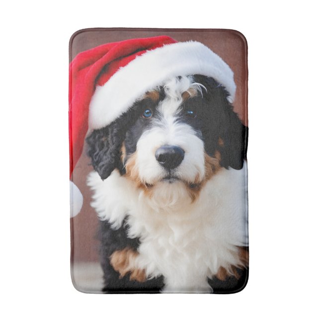 Bernedoodle Christmas Bath Mat (Front Vertical)