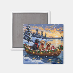 Bernedoodle Christmas Boat Holiday Magnet