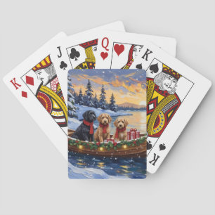 Bernedoodle Christmas Boat Holiday Playing Cards