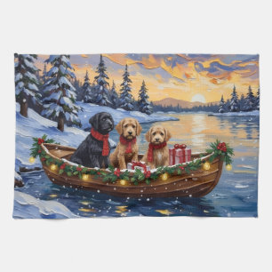 Bernedoodle Christmas Boat Holiday Tea Towel
