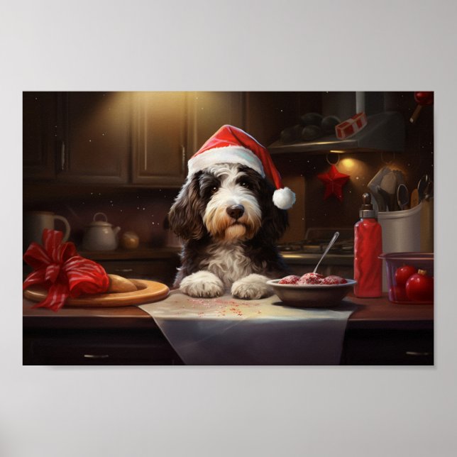 Bernedoodle Christmas Cookies Festive Holiday Poster (Front)