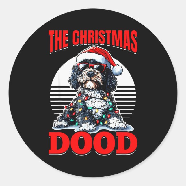 Bernedoodle Christmas Dog Breed The Christmas Dood Classic Round Sticker (Front)