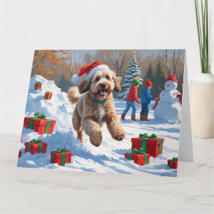 Bernedoodle Christmas Festive Snow Scene Card