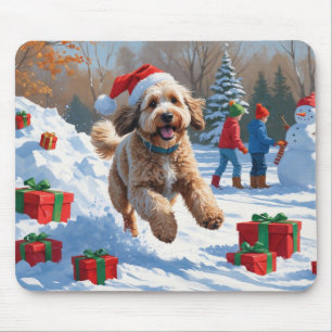 Bernedoodle Christmas Festive Snow Scene Mouse Mat