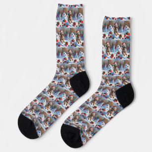 Bernedoodle Christmas Festive Snow Scene Socks
