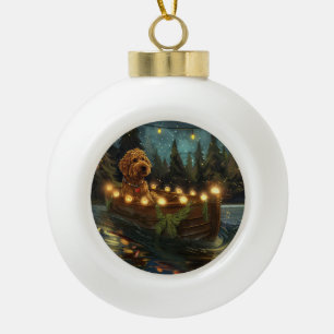 Bernedoodle Christmas Festive Voyage Ceramic Ball Christmas Ornament