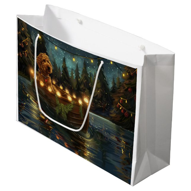 Bernedoodle Christmas Festive Voyage Large Gift Bag (Front Angled)