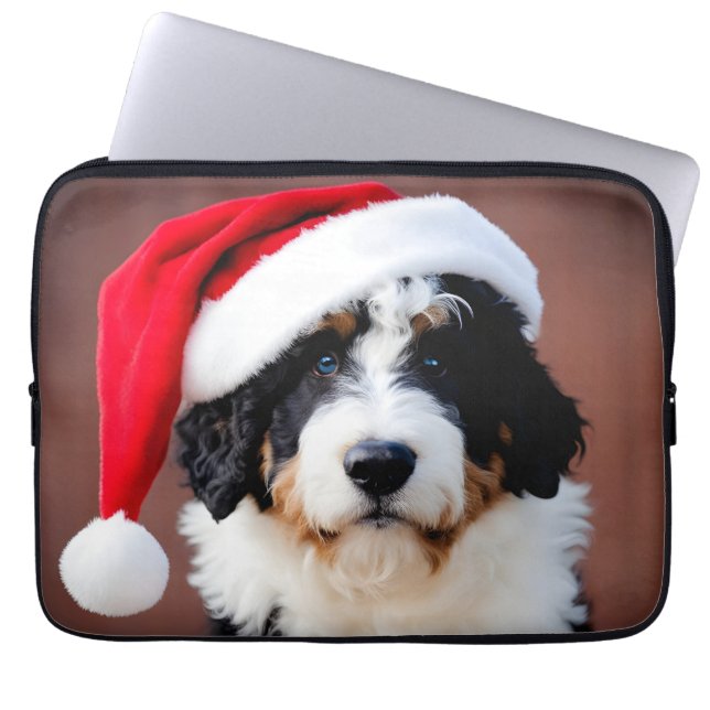 Bernedoodle Christmas Laptop Sleeve (Front)