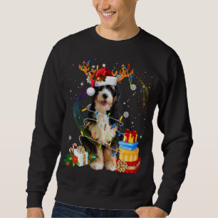 Bernedoodle Christmas Reindeer Santa Lights Dog Xm Sweatshirt