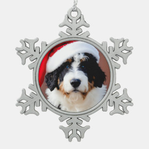 Bernedoodle Christmas Snowflake Pewter Christmas Ornament