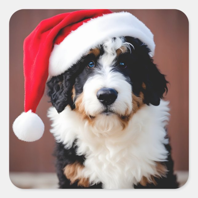 Bernedoodle Christmas Square Sticker (Front)