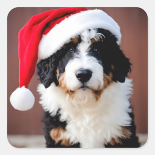 Bernedoodle Christmas Square Sticker
