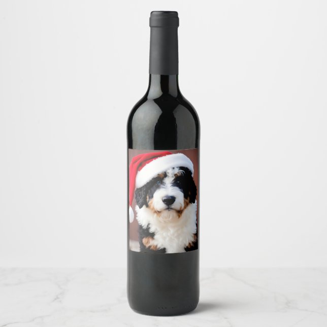 Bernedoodle Christmas Wine Label (Front)