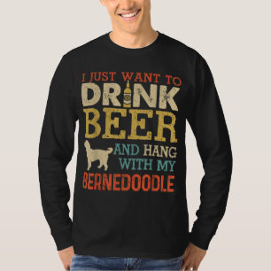 Bernedoodle Dad Drink Beer Hang With Dog Funny Men T-Shirt