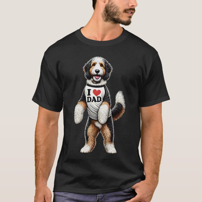 Bernedoodle Dad I Love Dad Bernedoodle Lover T-Shirt (Front)