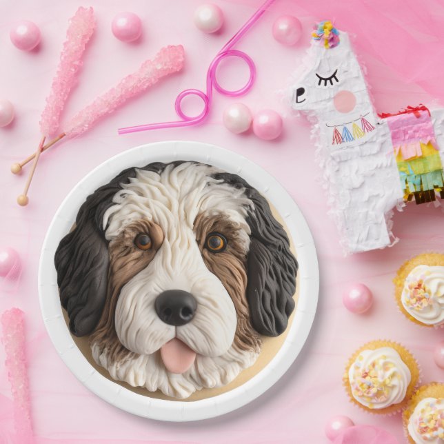 Bernedoodle Dog 3D Inspired Paper Plate (Party)
