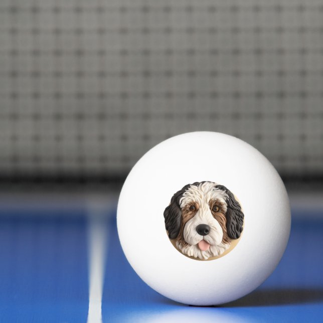 Bernedoodle Dog 3D Inspired Ping Pong Ball (Net)