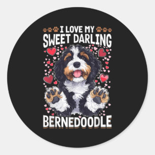 Bernedoodle Dog Breed I Love My Sweet Darling Bern Classic Round Sticker