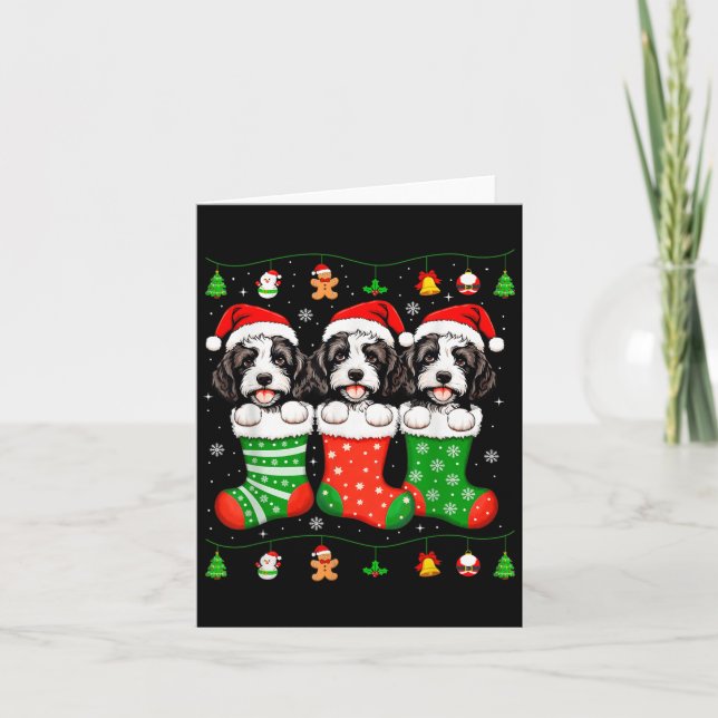Bernedoodle Dog Christmas Pajamas Funny Xmas Dog L Card (Front)