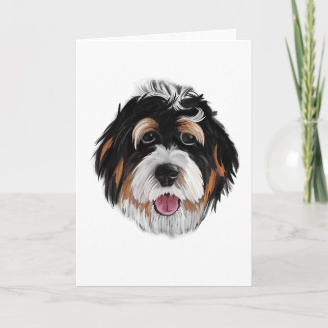Bernedoodle Dog Face Card (Front)