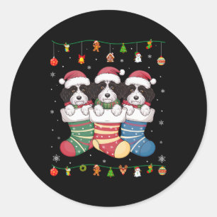 Bernedoodle Dog In Christmas Men Women Kids Xmas P Classic Round Sticker