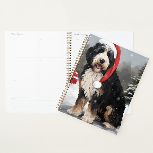 Bernedoodle Dog in Snow Christmas  Planner (Display)