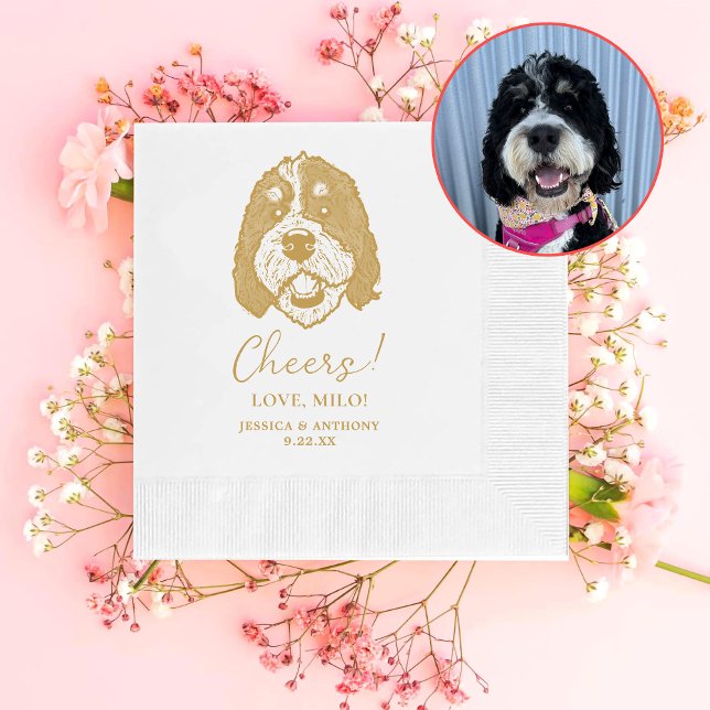 Bernedoodle Dog Personalised Cheers Napkins (Creator Uploaded)