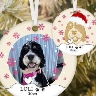 Bernedoodle Dog Personalised Hand Drawing Ceramic Tree Decoration