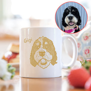 Bernedoodle Dog Personalised Hand Drawing Coffee Mug