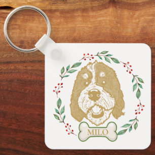 Bernedoodle Dog Personalised Key Ring
