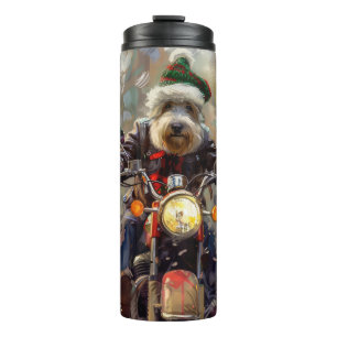 Bernedoodle Dog Riding Motorcycle Christmas  Thermal Tumbler