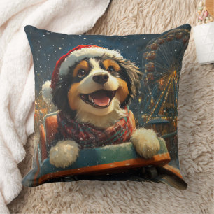 Bernedoodle Dog Roller Coaster Christmas Cushion