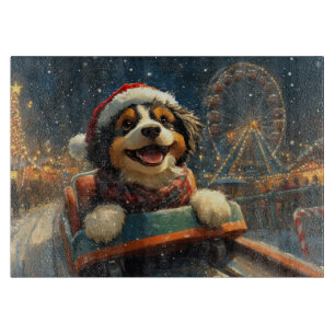 Bernedoodle Dog Roller Coaster Christmas  Cutting Board