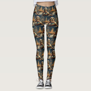 Bernedoodle Dog Roller Coaster Christmas Leggings