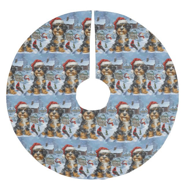 Bernedoodle Dog Winter Wonderland Christmas Brushed Polyester Tree Skirt (Front)