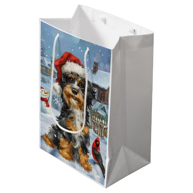 Bernedoodle Dog Winter Wonderland Christmas Medium Gift Bag (Front Angled)