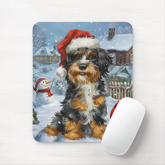 Bernedoodle Dog Winter Wonderland Christmas Mouse Mat (With Mouse)