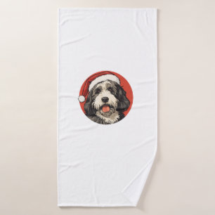 Bernedoodle Dog Xmas Doodle Dood Cute Christmas Be Bath Towel